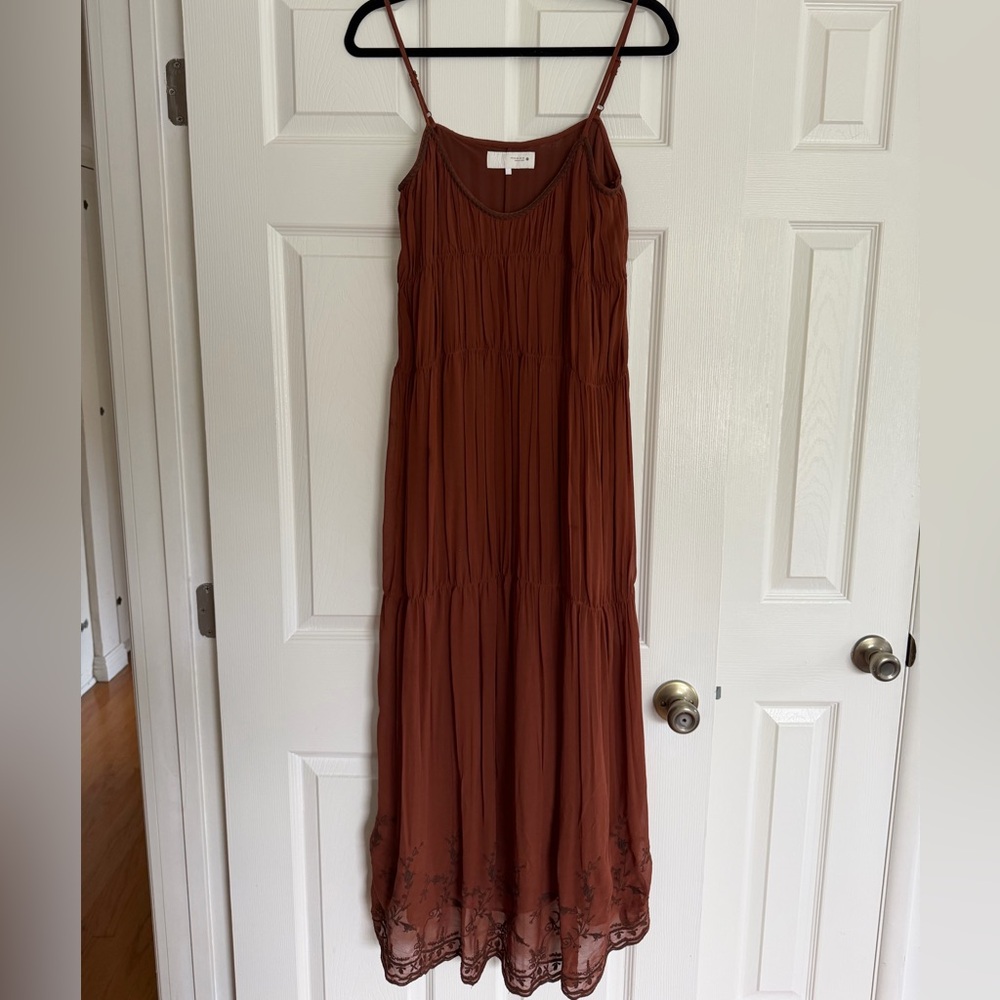 Zara Embroidered Rust Maxi Dress